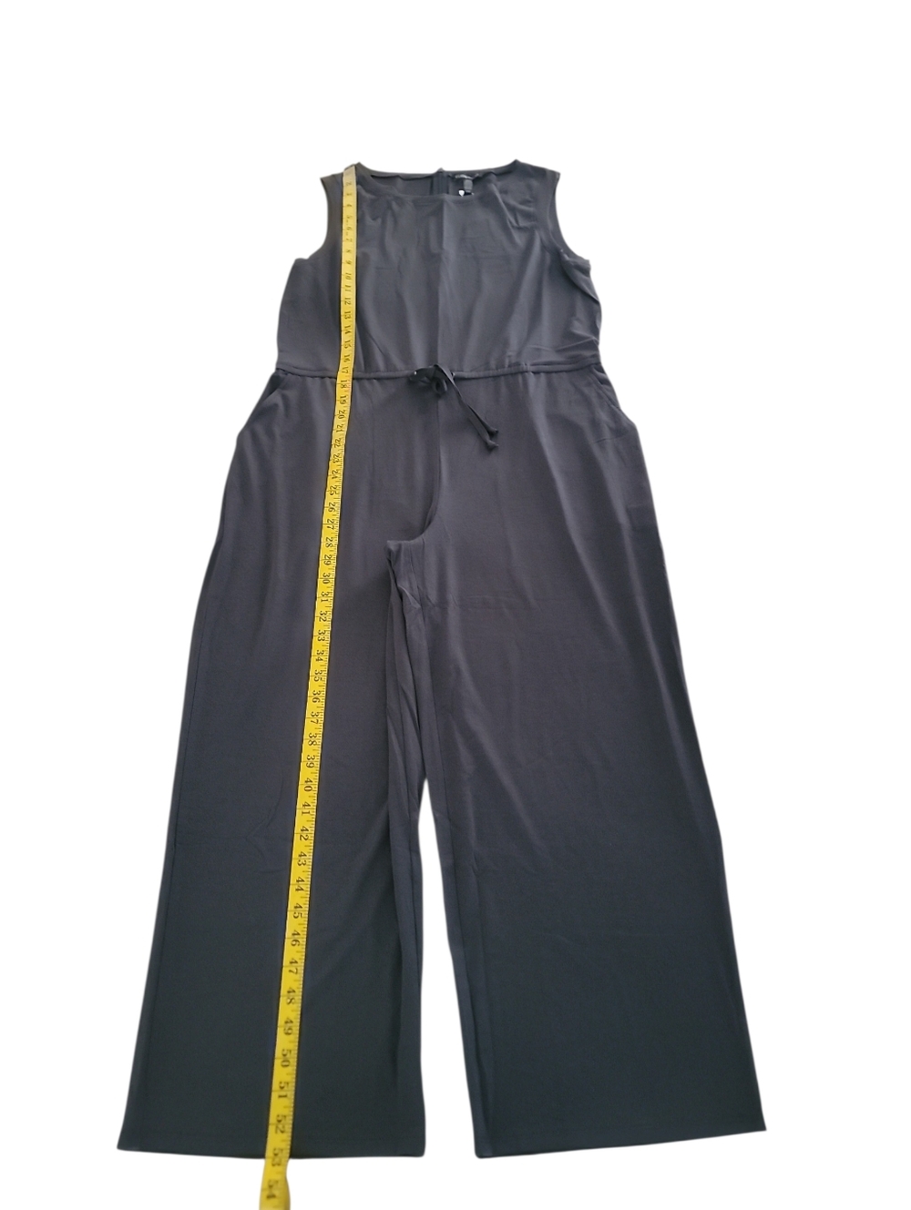 Eileen Fisher Fine Tencel Stretch Jersey Wide Leg Gray Jumpsuit Medium - Picture 14 of 14